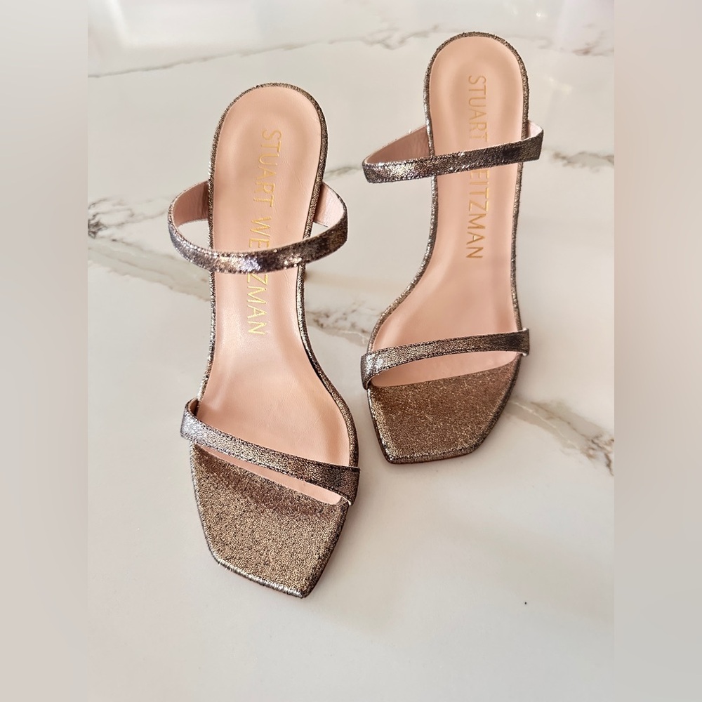 Stuart Weitzman Glittering Bronze/Rose Gold Heels